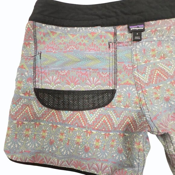 Patagonia Wavefarer Board Shorts Womens 4 Multicolor Bohemian Tribal Drawstring - Picture 7 of 10